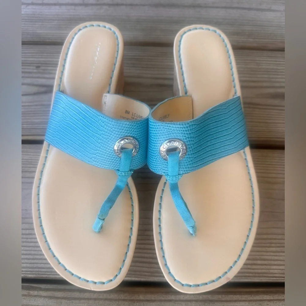 Liz Claiborne Light Blue Wedge Sandals